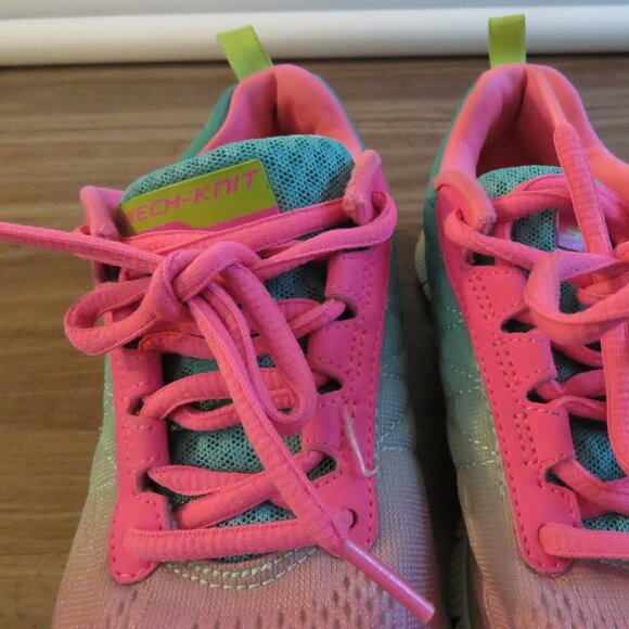 SKECHERS Flex Appeal Memory Foam Cosmic Pink Green Athletic Sneakers Shoes US 5 - Picture 7 of 13